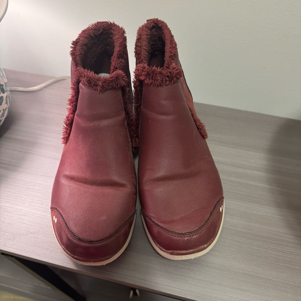🍂 Ryka Faux Fur-Lined Slip-On Mules in Wine Red — Size 11W - Picture 2 of 8